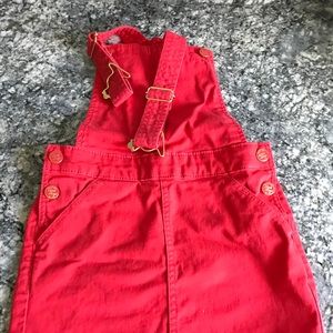 Adorable red overall skirt for girls
